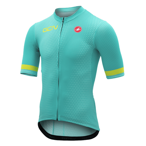GCN Castelli Competizione 2 Turquoise and Lime Jersey