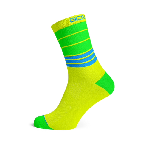 GCN Club Sock 005 - Fluorescent Yellow, Green and Blue