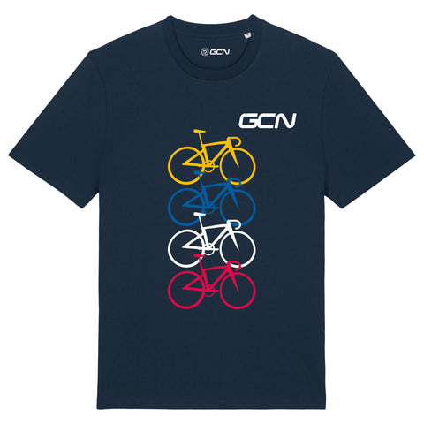 GCN Quatre Vélos Tricolore Cycling T-Shirt - Navy