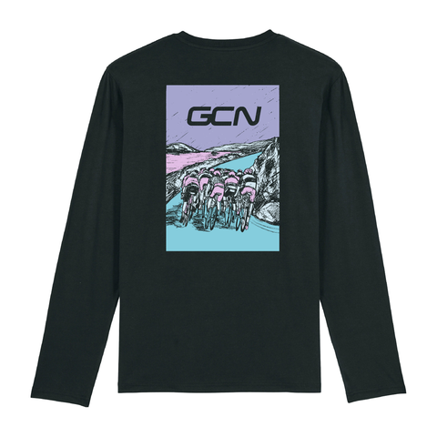 GCN Peloton Sketch Long Sleeve T-Shirt - Black