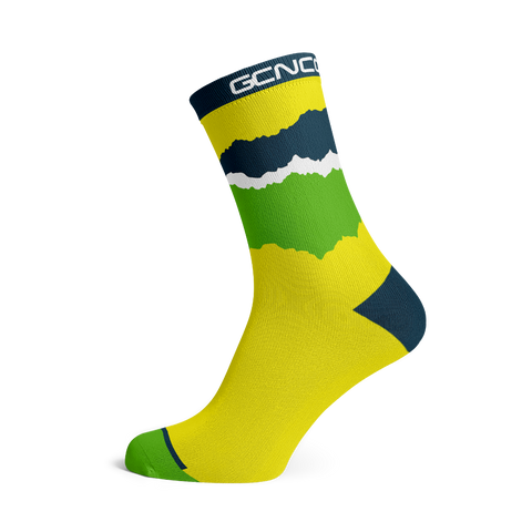 GCN Club Sock 025 - Fluro Yellow, Green and Blue