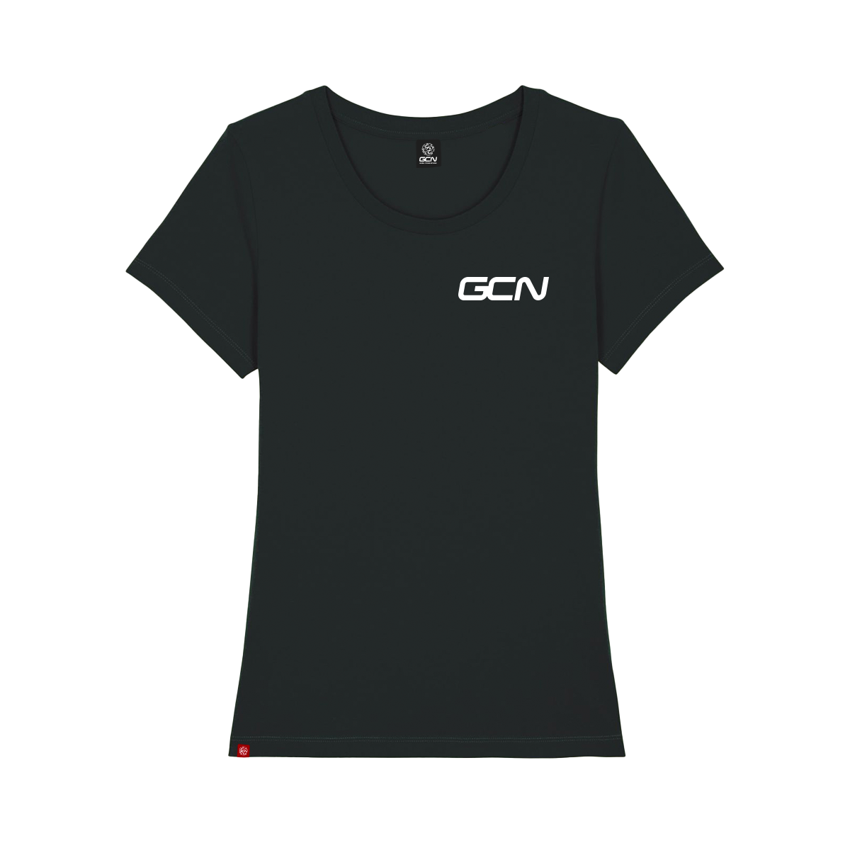 GCN Women's Core Black T-Shirt - Women's Black T-Shirt, with a small white screen printed GCN logo in the top left.