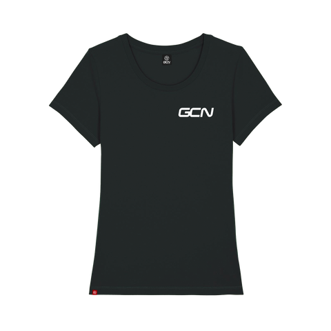GCN Women's Core Black T-Shirt - Women's Black T-Shirt, with a small white screen printed GCN logo in the top left.