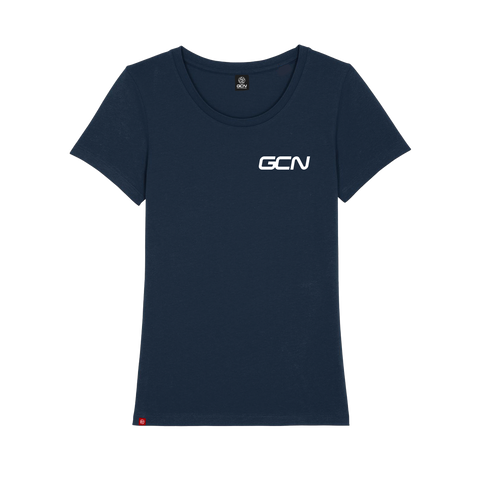 GCN Women's Core Blue T-Shirt - Women's Dark Blue T-Shirt, with a small white screen printed GCN logo in the top left.