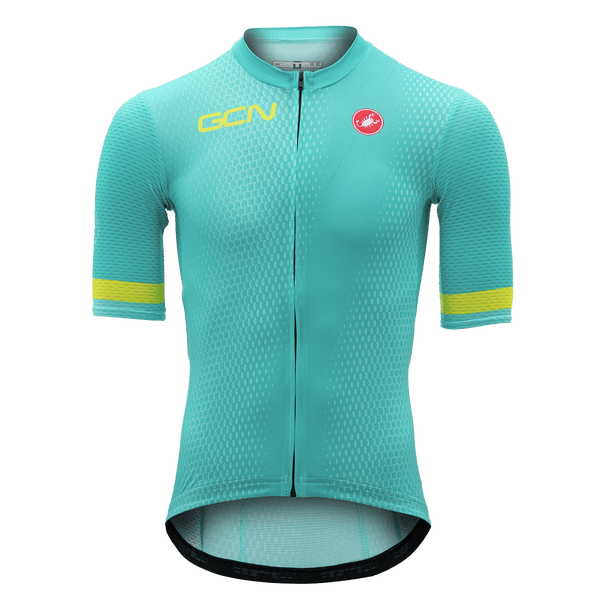 GCN Castelli Competizione 2 Turquoise and Lime Jersey
