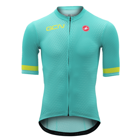 GCN Castelli Competizione 2 Turquoise and Lime Jersey